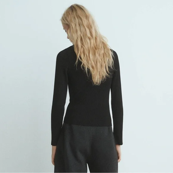 Mango Ribbed Sweater With Jewel Button - Picture 3 of 7